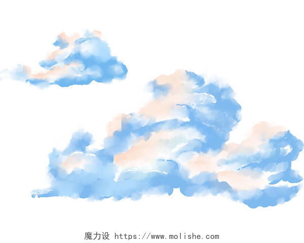 彩色手绘卡通白云云层云朵云彩天空元素PNG素材